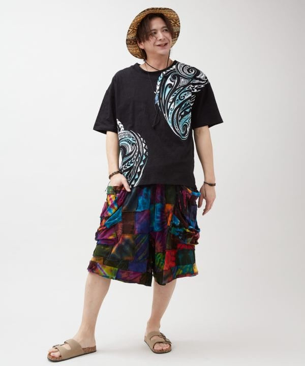 Tribal Pattern Slub T-Shirt by AMINA - Ametsuchi