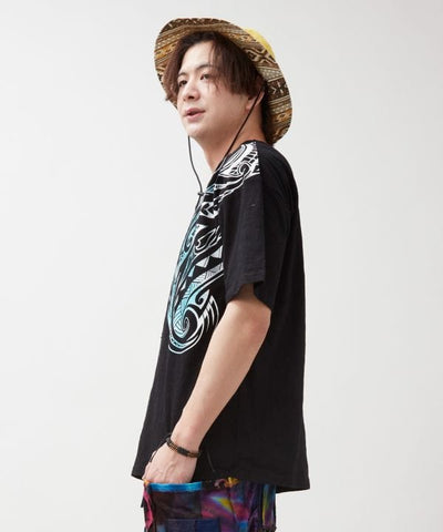 Tribal Pattern Slub T-Shirt by AMINA - Ametsuchi