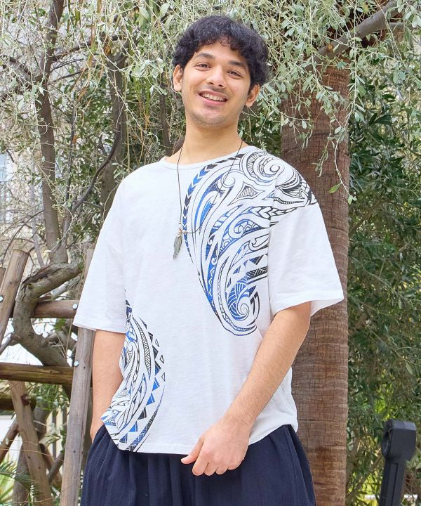 Tribal Pattern Slub T-Shirt by AMINA - Ametsuchi