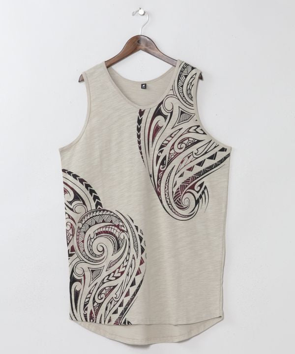 Tribal Print Cotton Tank Top by AMINA - Ametsuchi