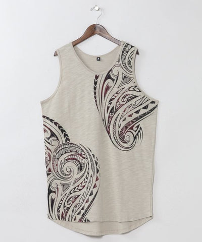 Tribal Print Cotton Tank Top by AMINA - Ametsuchi