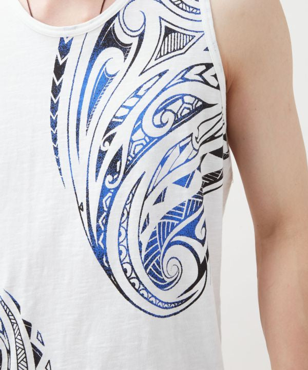 Tribal Print Cotton Tank Top by AMINA - Ametsuchi