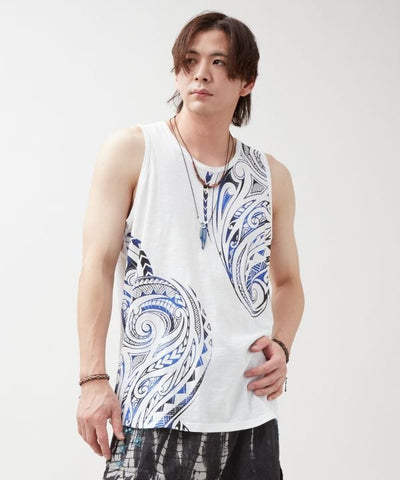 Tribal Print Cotton Tank Top by AMINA - Ametsuchi