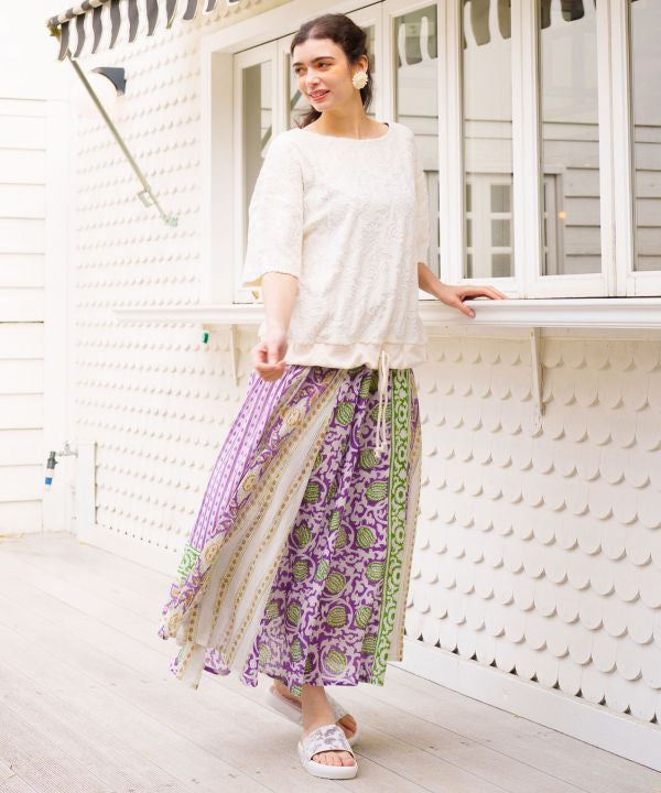 Paisley Pile Drawstring Top by AMINA - Ametsuchi