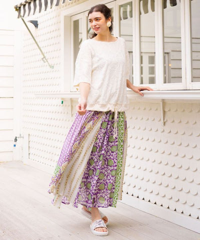 Paisley Pile Drawstring Top by AMINA - Ametsuchi