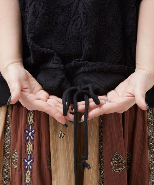 Paisley Pile Drawstring Top by AMINA - Ametsuchi
