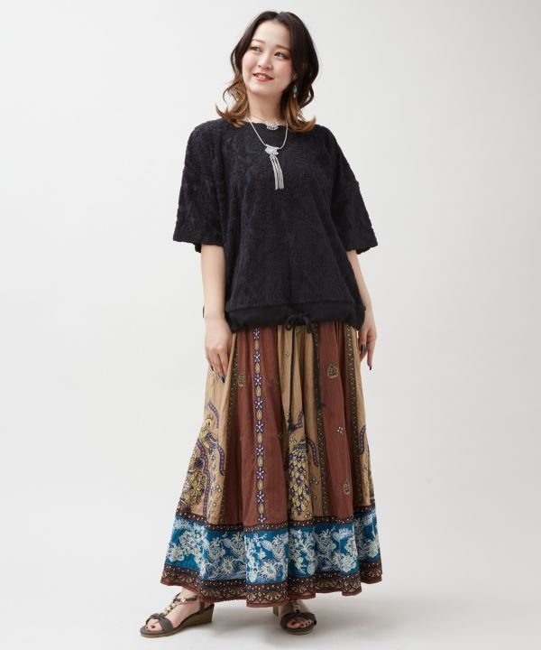 Paisley Pile Drawstring Top by AMINA - Ametsuchi