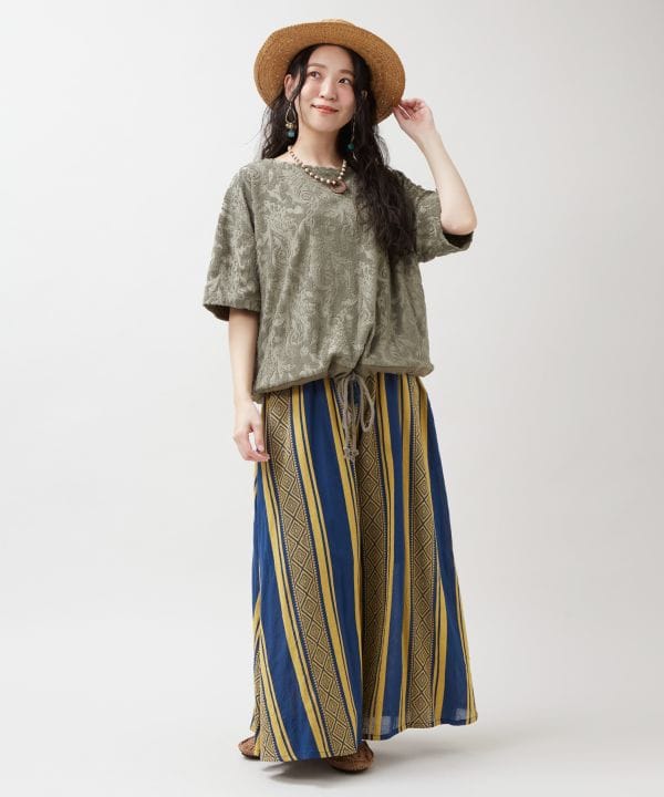 Paisley Pile Drawstring Top by AMINA - Ametsuchi