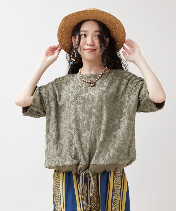 Paisley Pile Drawstring Top by AMINA - Ametsuchi