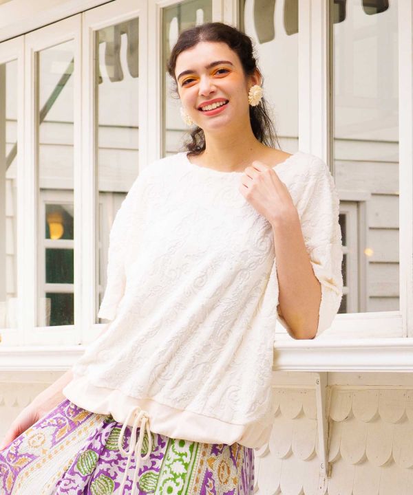 Paisley Pile Drawstring Top by AMINA - Ametsuchi