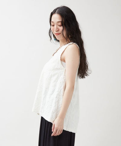Paisley Pile Fabric Tank Top by AMINA - Ametsuchi