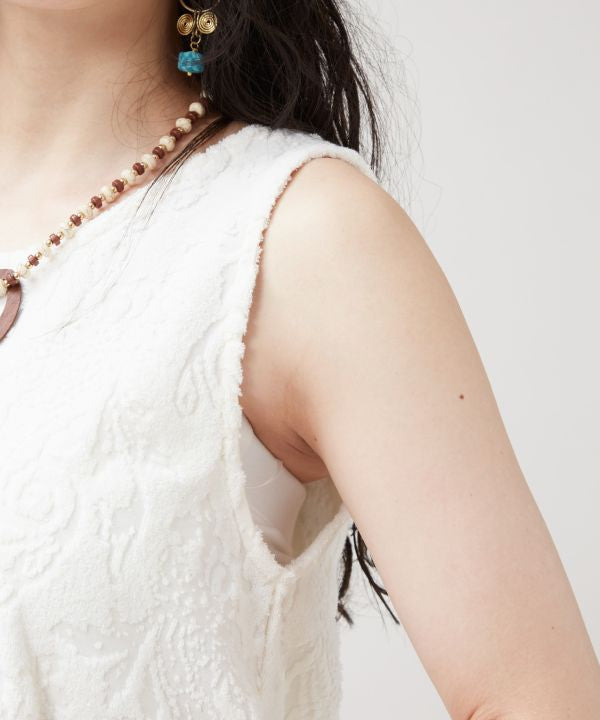Paisley Pile Fabric Tank Top by AMINA - Ametsuchi