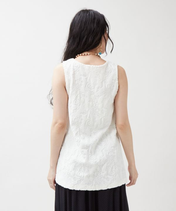 Paisley Pile Fabric Tank Top by AMINA - Ametsuchi