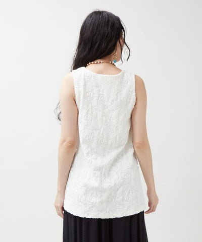 Paisley Pile Fabric Tank Top by AMINA - Ametsuchi