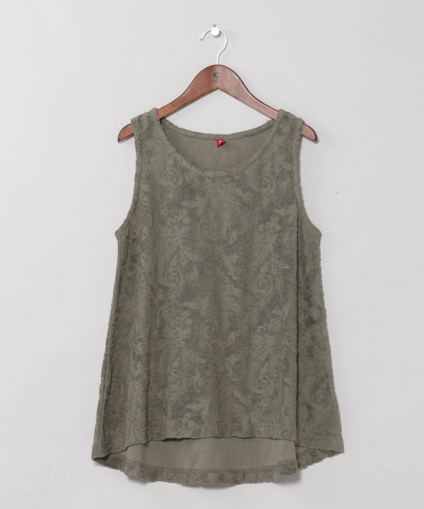 Paisley Pile Fabric Tank Top by AMINA - Ametsuchi