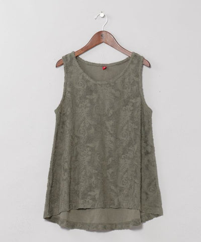 Paisley Pile Fabric Tank Top by AMINA - Ametsuchi