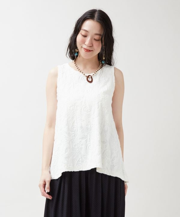 Paisley Pile Fabric Tank Top by AMINA - Ametsuchi