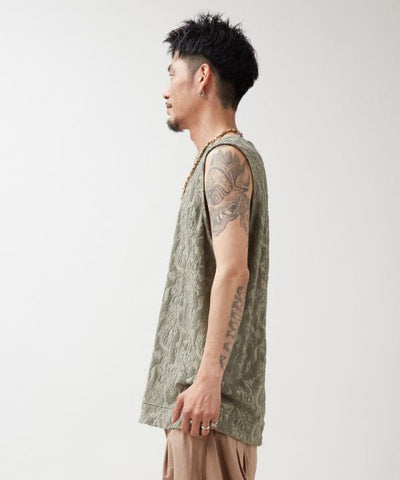 Soft Paisley Pile Tank Top by AMINA - Ametsuchi