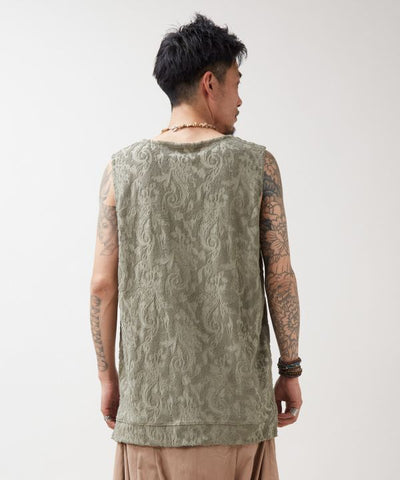 Soft Paisley Pile Tank Top by AMINA - Ametsuchi