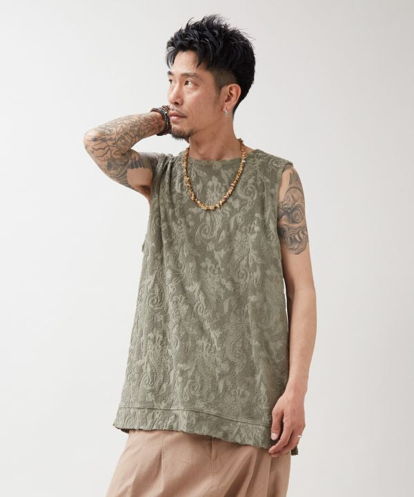 Soft Paisley Pile Tank Top by AMINA - Ametsuchi