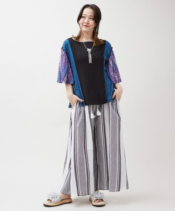 Patchwork Flare Sleeve Top by AMINA - Ametsuchi