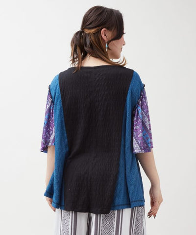 Patchwork Flare Sleeve Top by AMINA - Ametsuchi