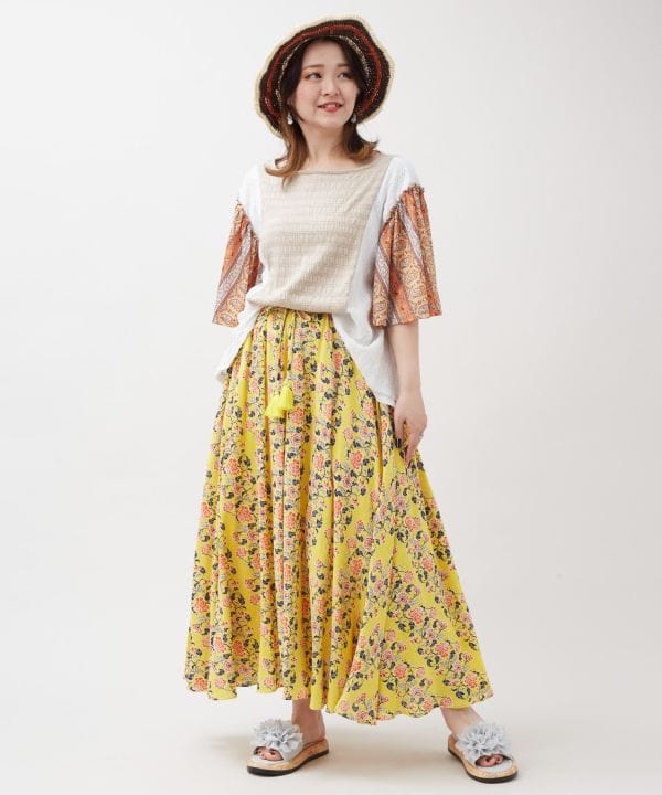 Patchwork Flare Sleeve Top by AMINA - Ametsuchi