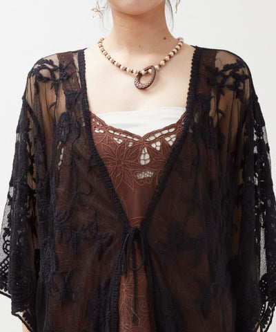 Floral Embroidered Lace Cardigan by AMINA - Ametsuchi