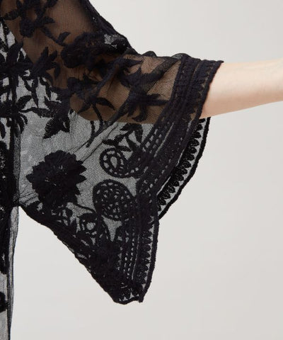 Floral Embroidered Lace Cardigan by AMINA - Ametsuchi
