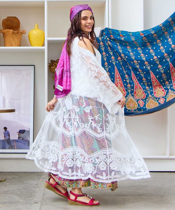 Floral Embroidered Lace Cardigan by AMINA - Ametsuchi