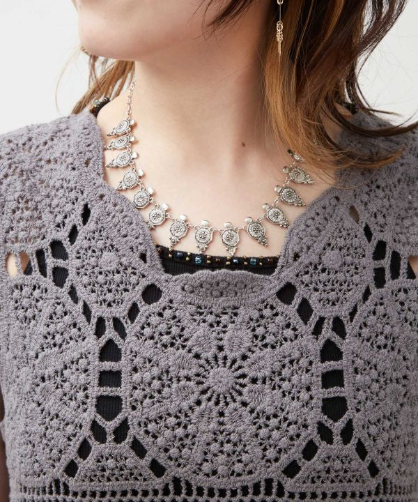Crochet Style Lace Layer Dress by AMINA - Ametsuchi