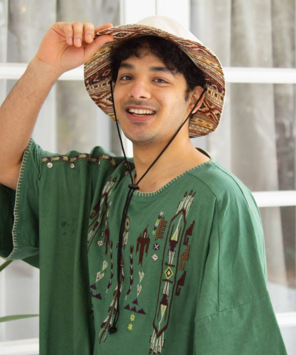 Reversible Ethnic Bucket Hat by AMINA - Ametsuchi