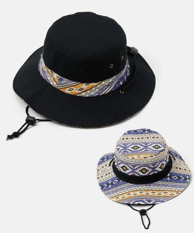 Reversible Ethnic Bucket Hat by AMINA - Ametsuchi