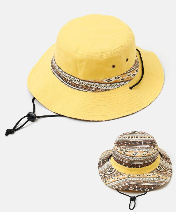 Reversible Ethnic Bucket Hat by AMINA - Ametsuchi