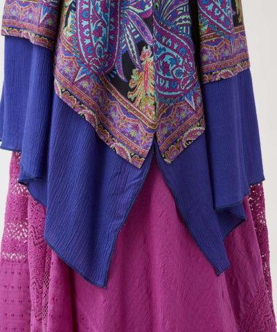 Asymmetrical Paisley Bicolor Tank by AMINA - Ametsuchi