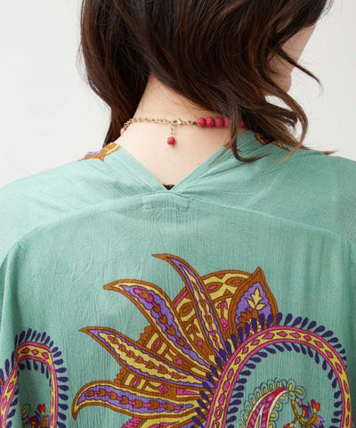 UV Protection Paisley Rayon Cardigan by AMINA - Ametsuchi