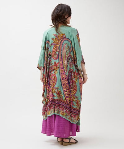 UV Protection Paisley Rayon Cardigan by AMINA - Ametsuchi