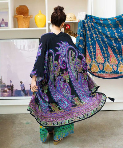 UV Protection Paisley Rayon Cardigan by AMINA - Ametsuchi