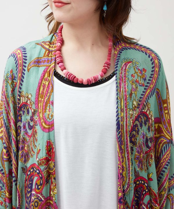 UV Protection Paisley Rayon Cardigan by AMINA - Ametsuchi