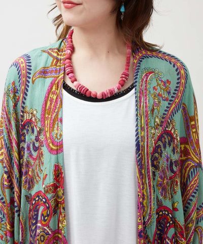 UV Protection Paisley Rayon Cardigan by AMINA - Ametsuchi