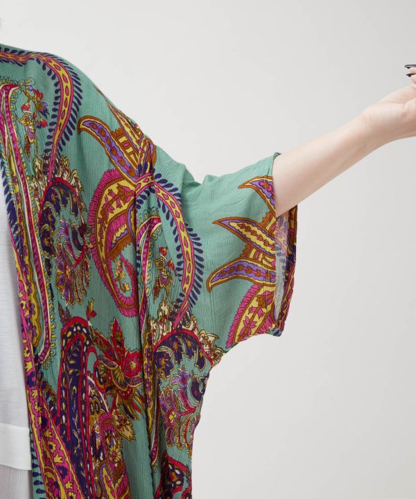 UV Protection Paisley Rayon Cardigan by AMINA - Ametsuchi