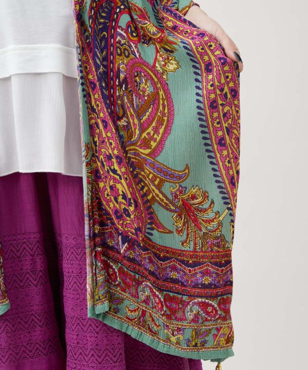 UV Protection Paisley Rayon Cardigan by AMINA - Ametsuchi