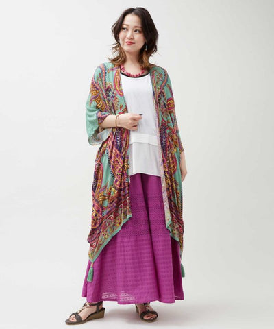 UV Protection Paisley Rayon Cardigan by AMINA - Ametsuchi