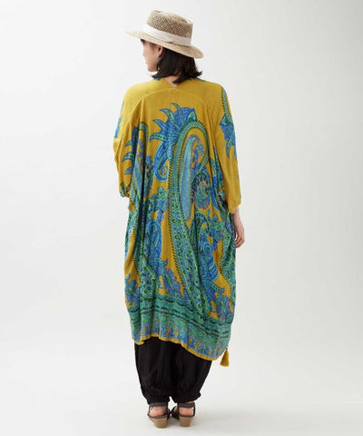 UV Protection Paisley Rayon Cardigan by AMINA - Ametsuchi