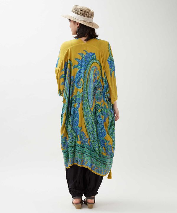 UV Protection Paisley Rayon Cardigan by AMINA - Ametsuchi