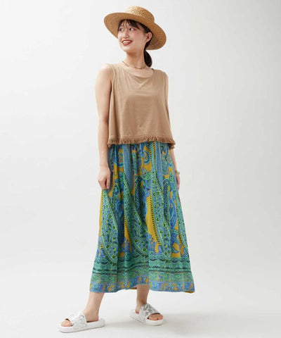 Paisley Rayon Layered Dress Set by AMINA - Ametsuchi