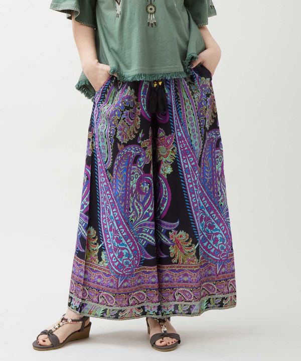 Wide Leg Paisley Rayon Pants