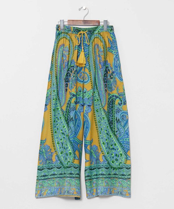 Wide Leg Paisley Rayon Pants