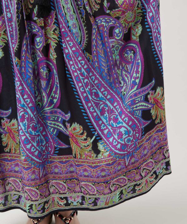 Paisley Rayon Flow Skirt by AMINA - Ametsuchi