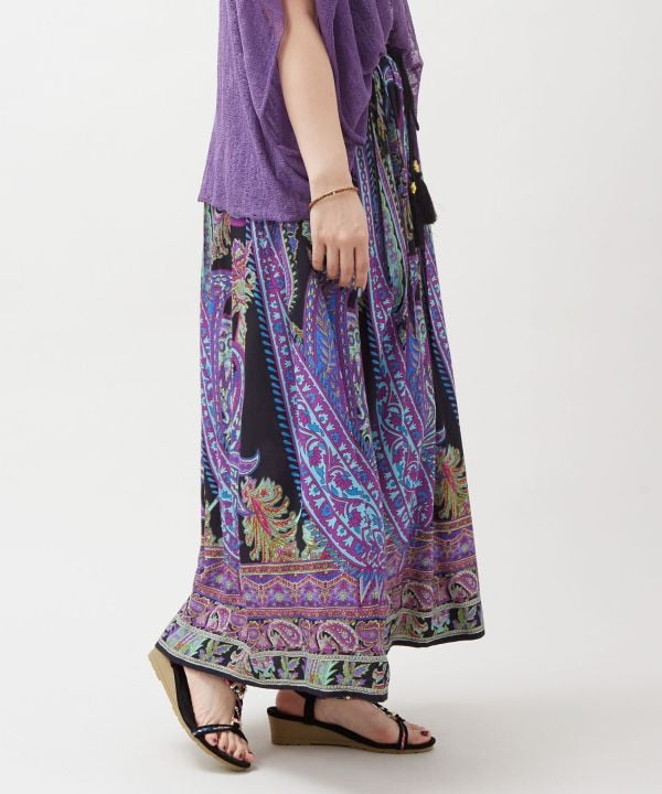 Paisley Rayon Flow Skirt by AMINA - Ametsuchi